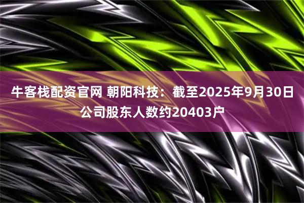 牛客栈配资官网 朝阳科技：截至2025年9月30日公司股东人数约20403户