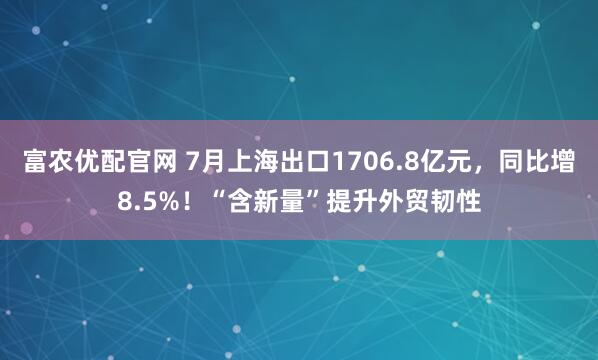 富农优配官网 7月上海出口1706.8亿元，同比增8.5%！“含新量”提升外贸韧性